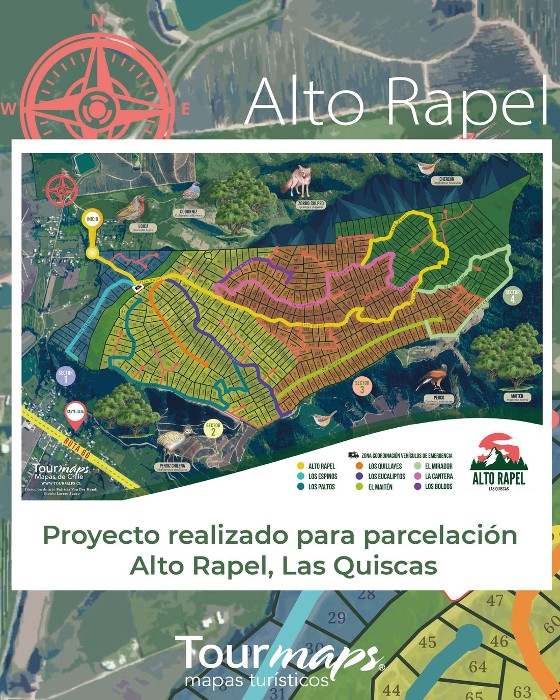 Un letrero con mapa que orienta, conecta y protege Alto Rapel ,  Las Quiscas.