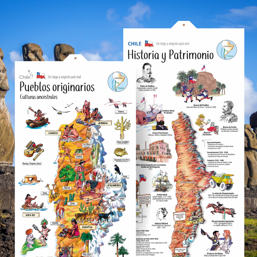 2 MAPAS ILUSTRADOS - COLECCIÓN RAPANUI