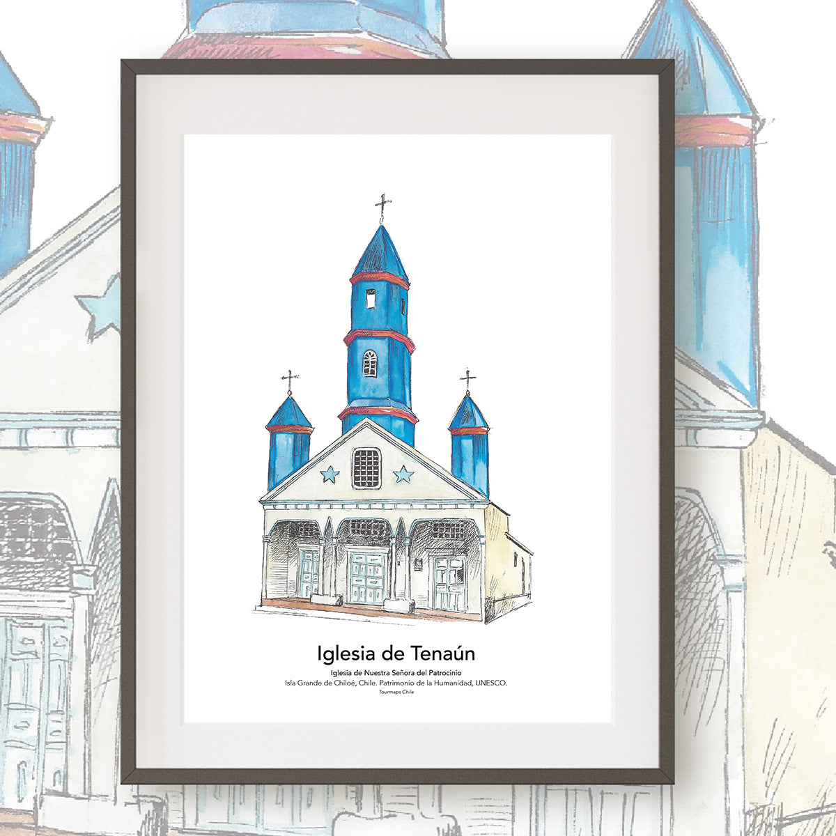 IGLESIA DE TENAÚN CHILOÉ -  LÁMINA