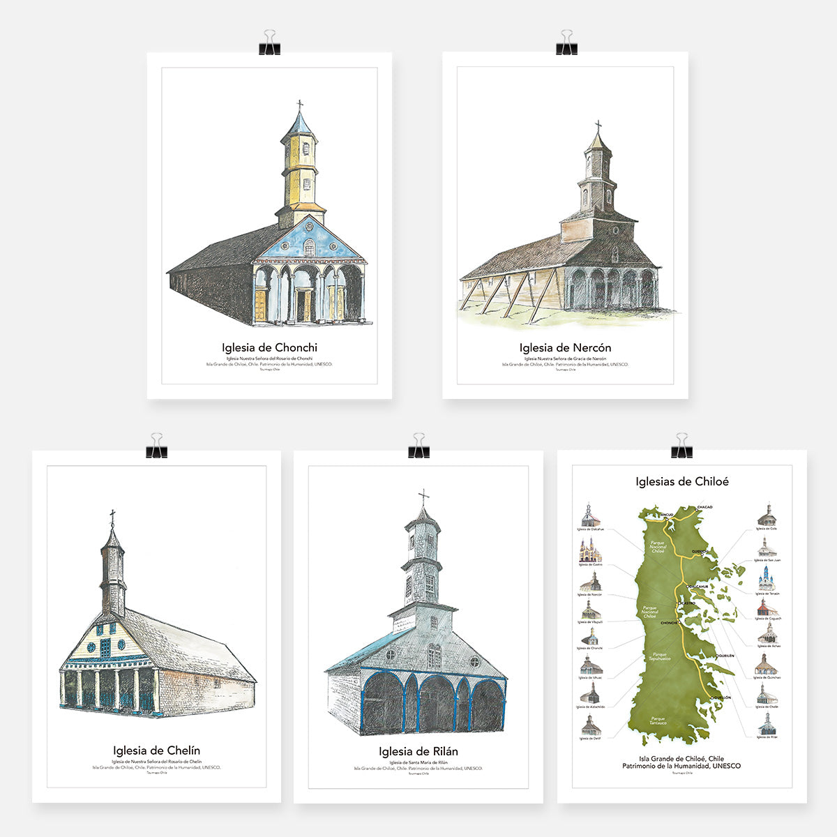 5 IGLESIAS DE CHILOÉ Chiloé - LÁMINAS