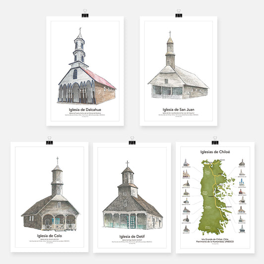5 IGLESIAS DE CHILOÉ Dalcahue - LÁMINAS
