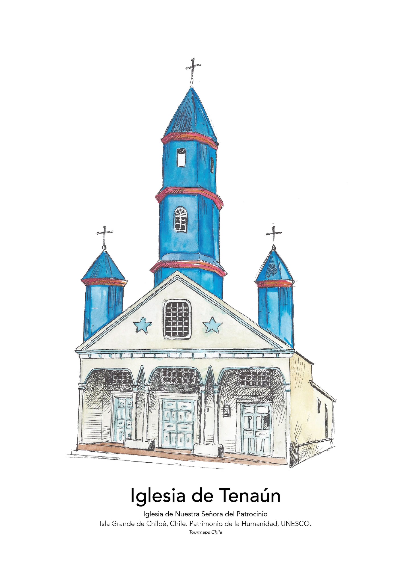 IGLESIA DE TENAÚN CHILOÉ -  LÁMINA